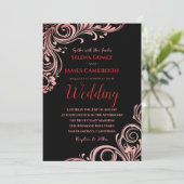 Invitation Rouge Noir Chic Botanique Vintage Parties scintill (Debout devant)