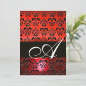 Invitation ROUGE NOIR DAMAS MONOGRAMME ,blanc brillant (Debout devant)
