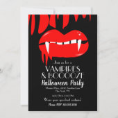 Invitation rouge noir de fête d'Halloween vampire (Devant)