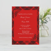 Invitation rouge noir écossais celtique tartan mariage motif (Debout devant)