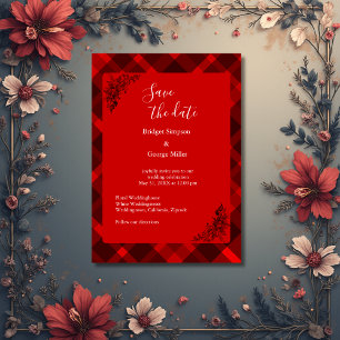 Invitation rouge noir écossais celtique tartan mariage motif