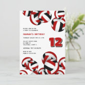 Invitation rouge noir équipe couleurs volleyballs anniversair (Debout devant)