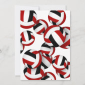 Invitation rouge noir équipe couleurs volleyballs anniversair (Dos)