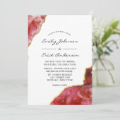 Invitation Rouge noir et or cristaux Agate Mariage Invitati (Debout devant)