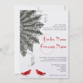 Invitation Rouge Noir Grand Gatsby Mariage de plume (Devant)