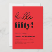 Invitation Rouge Noir moderne 50e anniversaire (Devant)