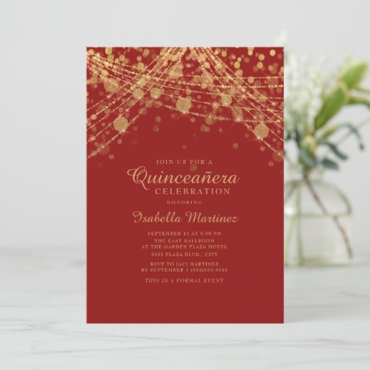 Invitation Rouge Noir Parties scintillant String Lumières Qui (Debout devant)