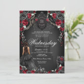 Invitation Rouge noir Rose Quinceañera Halloween gothique (Debout devant)