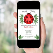 Invitation Rouge, Noir, Vert Aquarelle Baby shower Ladybug