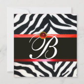 Invitation ROUGE NOIR ZEBRA FUR MONOGRAM, pierre de rubis (Devant)