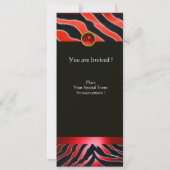 Invitation ROUGE NOIR ZEBRA FUR MONOGRAM, rubis (Dos)