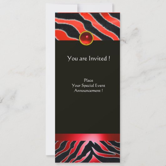 Invitation ROUGE NOIR ZEBRA FUR MONOGRAM, rubis (Dos)