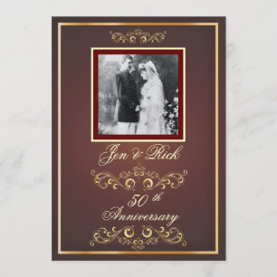 Invitation Rouge + Or 50e Anniversaire, Photo de Tourbillons