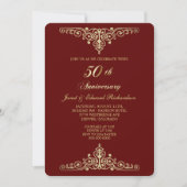 Invitation Rouge Or Antique Victorien Anniversaire Doré (Devant)
