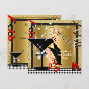Invitation Rouge Or Argent Martini Anniversaire 3