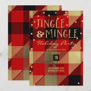 Invitation Rouge Or Carreaux de Buffalo Jingle & Mingle des F
