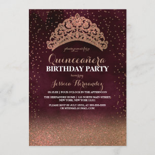 Invitation Rouge or Confetti Tiara Couronne Parties scintilla