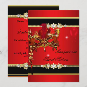 Invitation Rouge Or Douze Douces Seize Mascarade 2