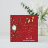 Invitation Rouge & Or Elegant Diamond 50 50e Anniversaire (Debout devant)