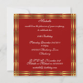 Invitation Rouge Or & Fleurs Or (Dos)