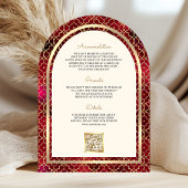 Invitation Rouge Or Marocain Code QR Mariage Arche Sikh