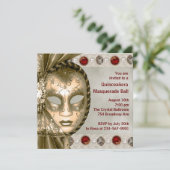 Invitation Rouge Or Perle Rouge Or Soirée Mascarade (Debout devant)