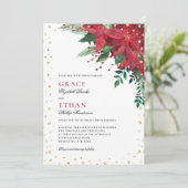 Invitation Rouge or Poinsettia Floral Mariage de Noël (Debout devant)