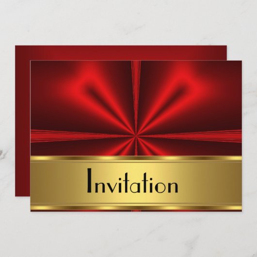Invitation rouge or pour toutes fêtes (Devant / Derrière)