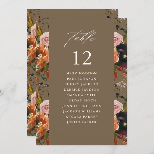 Invitation Rouge Or, Purple Ta2 Tableau Numéro de siège Table (Devant / Derrière)