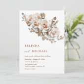 Invitation Rouge Or Rose 3D Fleurs Simple (Debout devant)