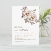Invitation Rouge Or Rose 3D Fleurs Simple (Debout devant)