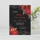 Invitation Rouge or Roses Stiletto Floral Quinceañera (Debout devant)