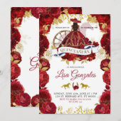 Invitation Rouge or Roses Western Charra Boots Quinceañera (Devant / Derrière)