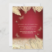 Invitation Rouge or tropical feuille parties scintillant papi (Dos)