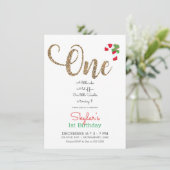 Invitation Rouge Or & Vert Noël Vacances 1er Anniversaire En (Debout devant)