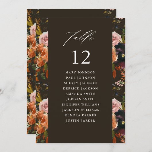 Invitation Rouge Or, Violet Br2 Tableau Numéro de siège Table (Devant / Derrière)