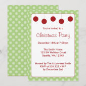 Invitation Rouge Ornements Pois Noël Fête de Noël (Devant / Derrière)