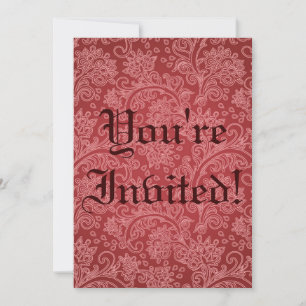 Invitation Rouge Paisley Damassé Designer Floral Vintage Clas