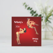 Invitation rouge Pin-up Girls Anniversaire (Debout devant)