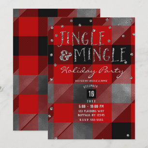 Invitation Rouge plaid écossais Buffalo argenté Jingle & Ming