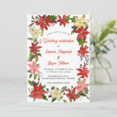 Invitation Rouge Poinsettia Berry Noël | MARIAGE (Debout devant)
