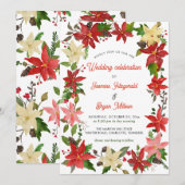 Invitation Rouge Poinsettia Berry Noël | MARIAGE (Devant / Derrière)