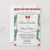 Invitation Rouge Poinsettia Floral Noël Aquarelle Mariage (Devant)