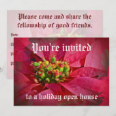 Invitation Rouge Poinsettia - Noël (Devant / Derrière)