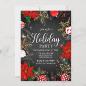 Invitation Rouge Poinsettia Snowflake Ornements Fête (Devant)