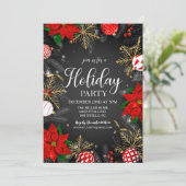 Invitation Rouge Poinsettia Snowflake Ornements Fête (Debout devant)