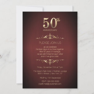 Invitation rouge pour les 50 ans de mariage