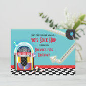 Invitation rouge pour soirée dansante Sock Hop sur (Debout devant)