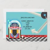 Invitation rouge pour soirée dansante Sock Hop sur (Dos)