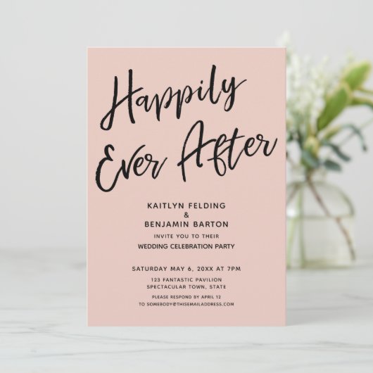 Invitation Rouge pour une fête de mariage décontractée et un  (Debout devant)